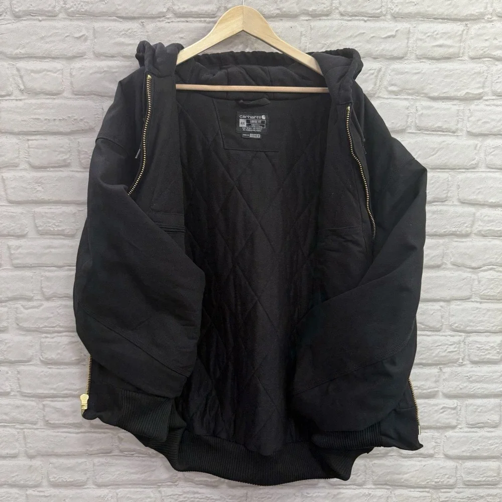 Carhartt J0140 Jacket 4XL Black Duck Canvas‎ Insulated Quilted Lined Work Coat